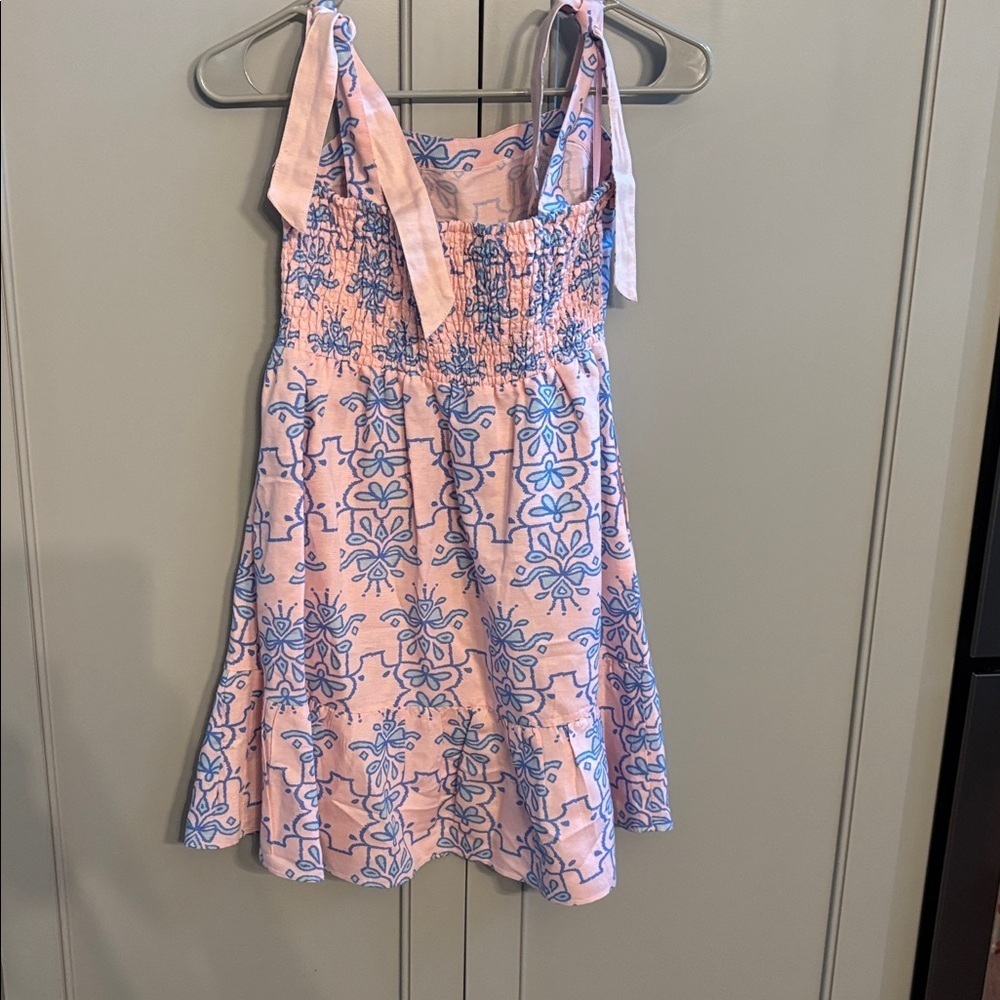 Gorgeous! Emily McCarthy pink/blue linen dress L - Picture 3 of 5